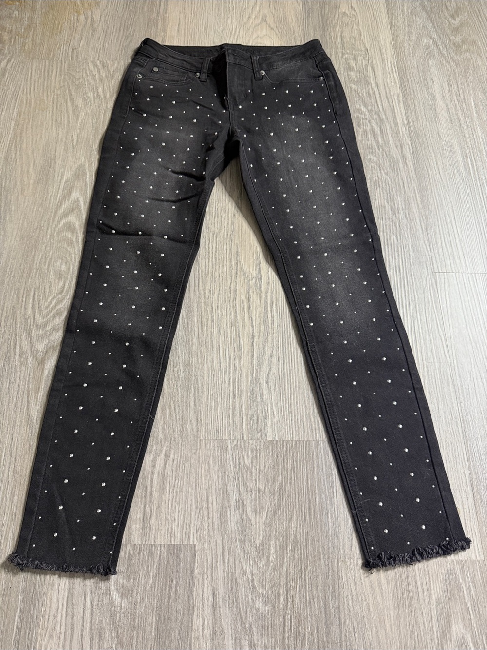 Women's Black Skinny Jeans with Silver Stud Detail